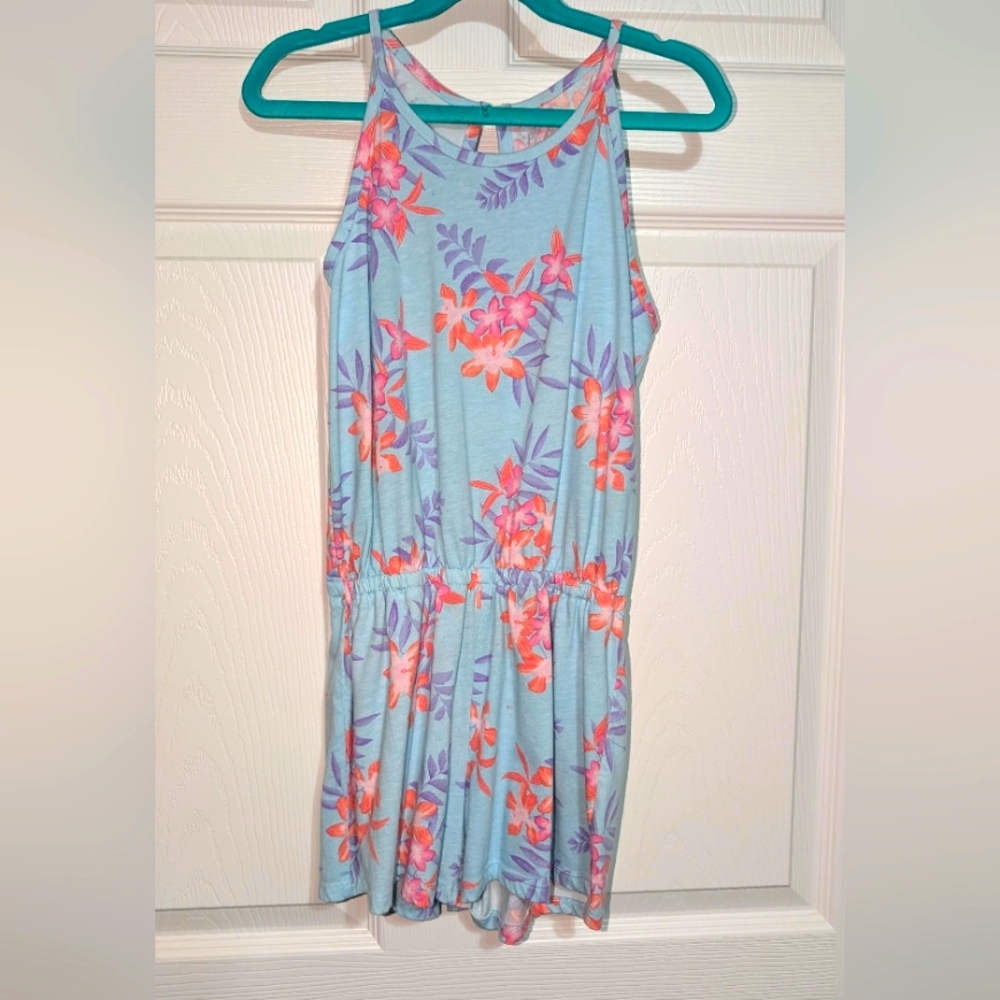 Children's Place Floral Blue &Pink Romper -Sz 10/12